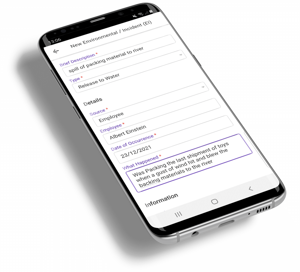 Mango Environmental Incident on mobile app
