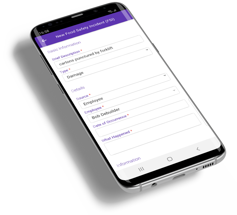 Mango Food safety Incident on mobile app