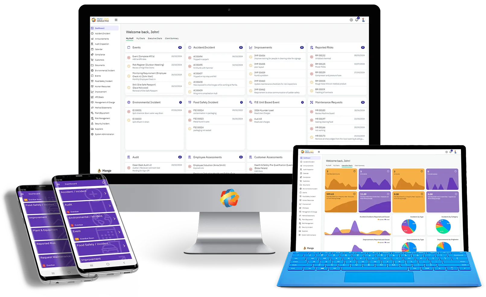 Mango QHSE Monitor, laptop and mobile app